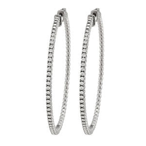 14K White Gold Diamond Inside Out Hoop Earrings