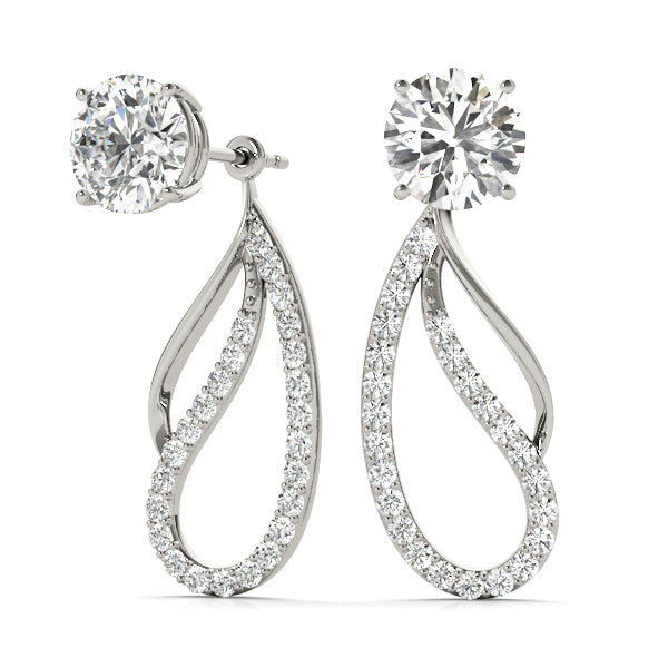 14K White Gold Round Diamond Fashion Earrings