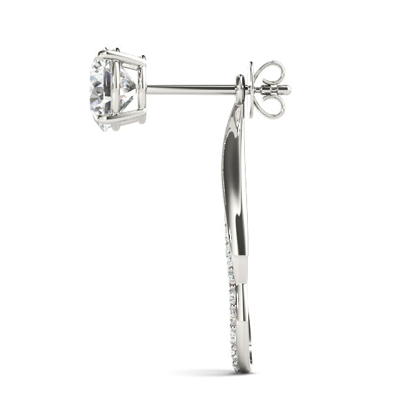 14K White Gold Round Diamond Fashion Earrings
