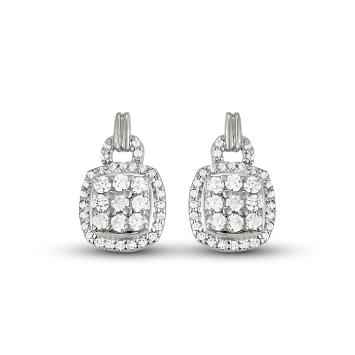 18K White Gold Diamond Cluster Fashion Earrings