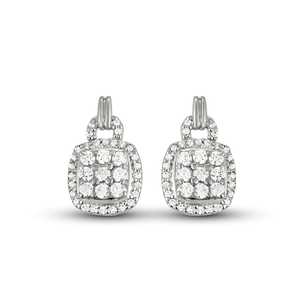 14K White Gold Round Diamond Fashion Earrings