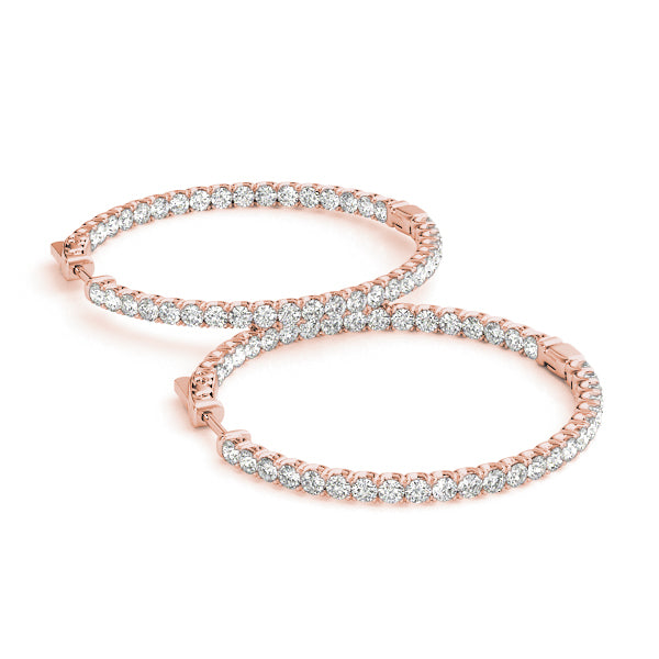 Rose Gold Diamond Inside Out Hoop Earrings