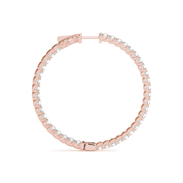 Rose Gold Diamond Inside Out Hoop Earrings