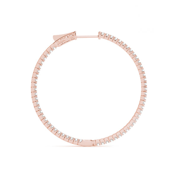14K Rose Gold Diamond Inside Out Hoop Earrings