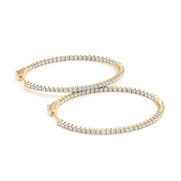 18K Yellow Gold Diamond Inside Out Hoops