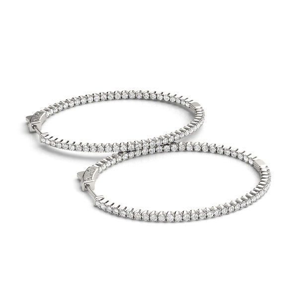 18K White Gold Diamond Inside Out Hoop Earrings