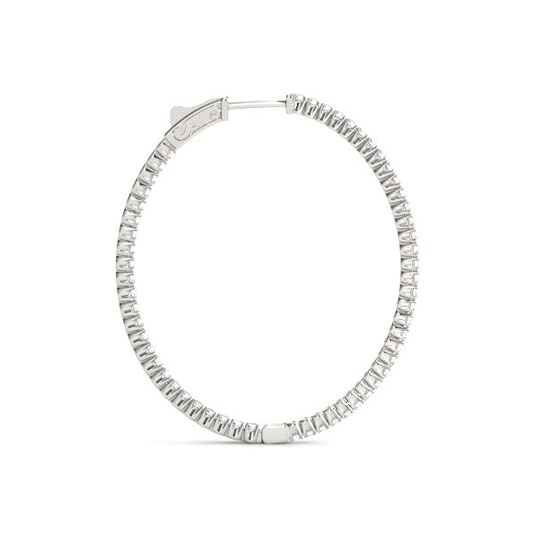 18K White Gold Diamond Inside Out Hoop Earrings
