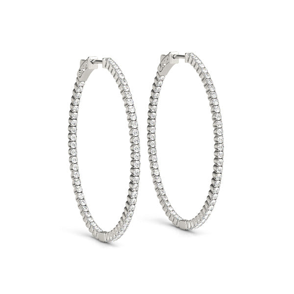 Round Diamond Inside Out Hoop Earrings