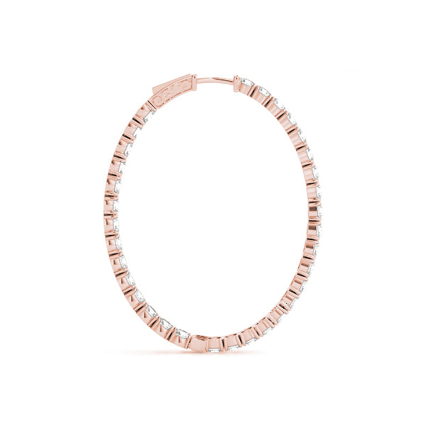 18K Rose Gold Diamond Inside Out Hoop Earrings