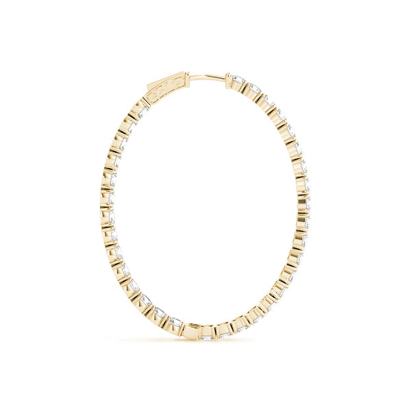 18K Yellow Gold 1 CT Diamond Inside Out Hoop Earrings