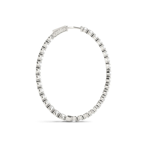 14K White Gold Diamond Inside Out Hoop Earrings