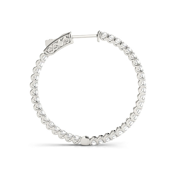 18K White Gold Diamond Inside Out Hoop Earrings