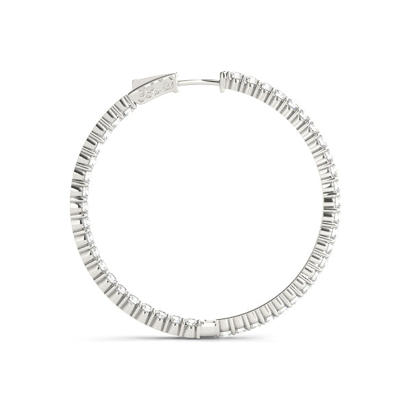 14K White Gold Diamond Inside Out Hoop Earrings