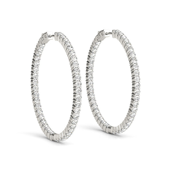 18K White Gold Diamond Inside Out Hoop Earrings