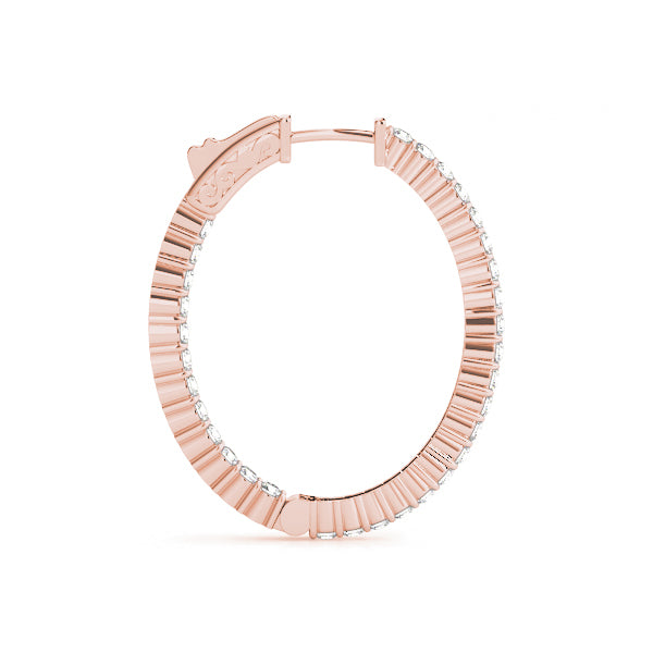 Rose Gold Diamond Inside Out Hoop Earrings - 5/8 ct