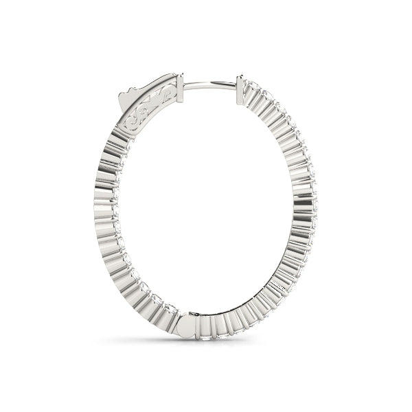14K White Gold Diamond Inside Out Hoop Earrings