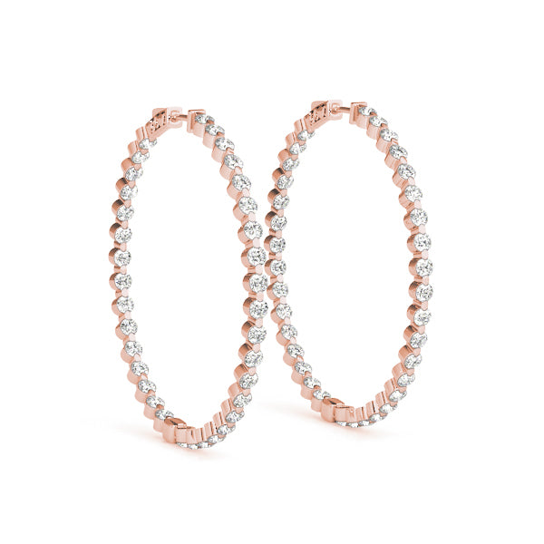 Rose Gold Diamond Inside Out Hoop Earrings 1/2 CT