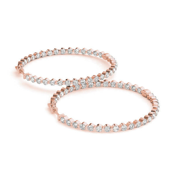 Rose Gold Diamond Inside Out Hoop Earrings 1/2 CT