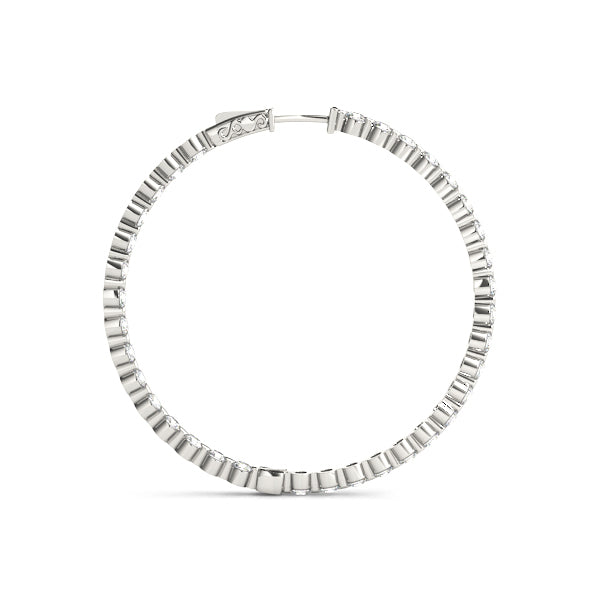 White Gold Diamond Inside Out Hoop Earrings