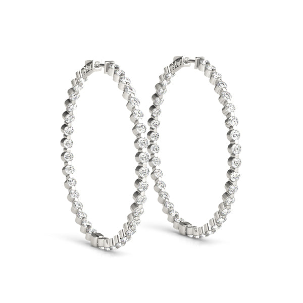 White Gold Diamond Inside Out Hoop Earrings