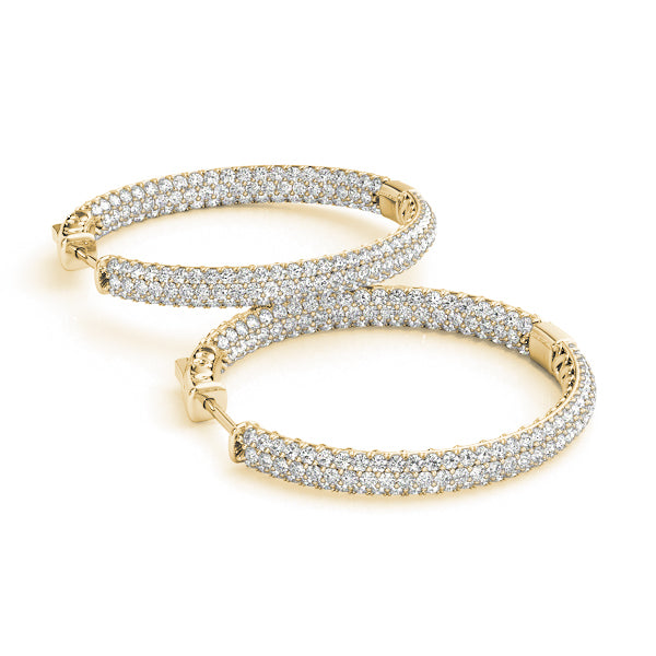 18K Yellow Gold Diamond Inside Out Hoop Earrings