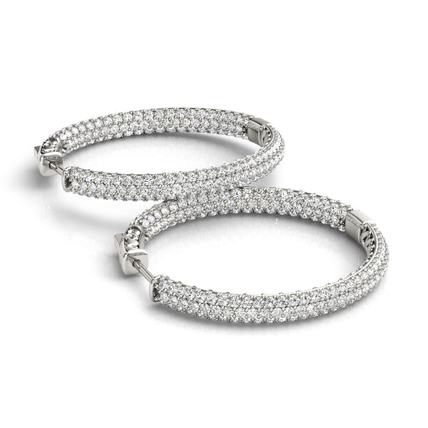 14K White Gold Diamond Inside Out Hoop Earrings