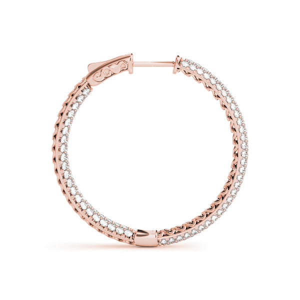 18K Rose Gold Diamond Inside Out Hoop Earrings