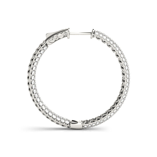 White Gold 1/2 ct Diamond Inside Out Hoop Earrings