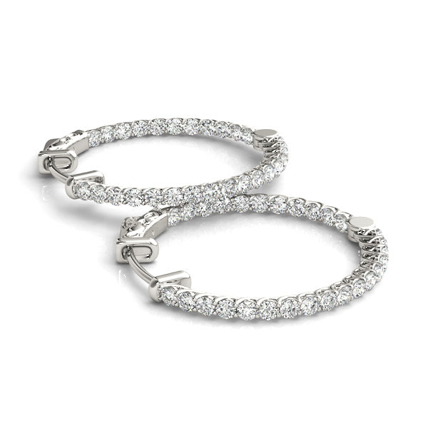 White Gold 3/8 ct Diamond Inside Out Hoop Earrings