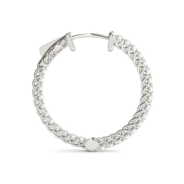 White Gold 3/8 ct Diamond Inside Out Hoop Earrings