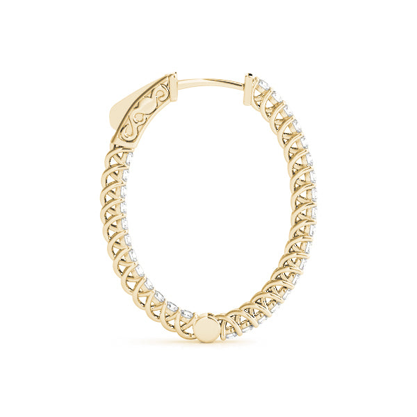 18K Yellow Gold Diamond Inside Out Hoop Earrings