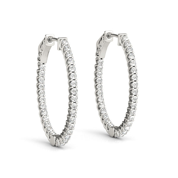 18K White Gold Diamond Inside Out Hoop Earrings