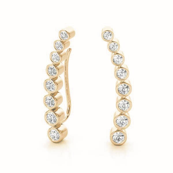 14K Yellow Gold Round Diamond Fashion Earrings