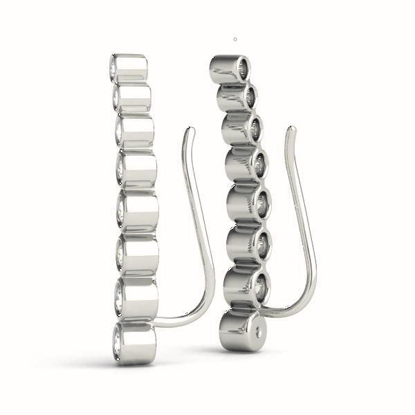 14K White Gold Round Diamond Climber Earrings