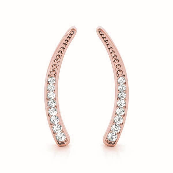18K Rose Gold Round Diamond Climber Earrings