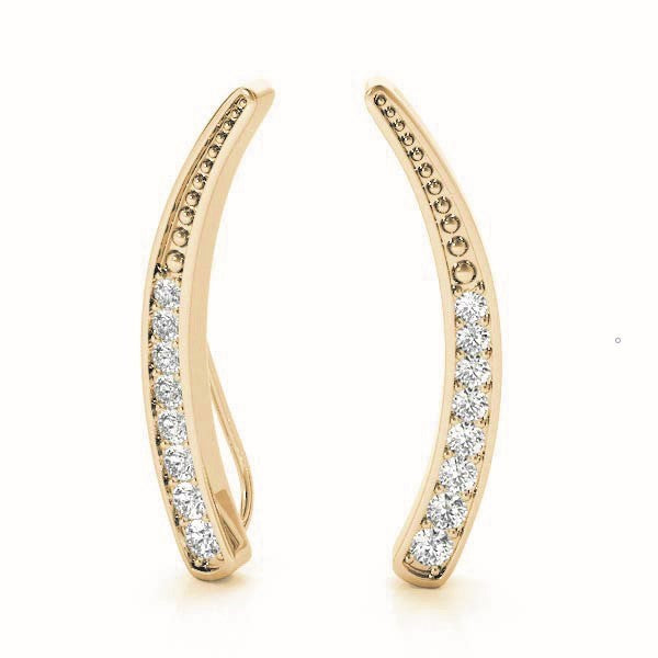 18K Yellow Gold Round Diamond Fashion Earrings