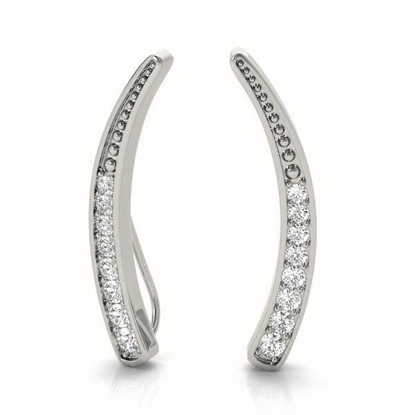 14K White Gold Round Diamond Fashion Earrings