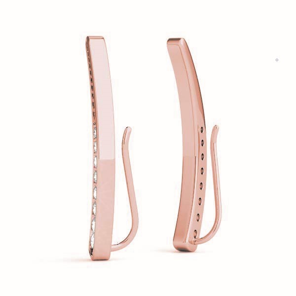 18K Rose Gold Round Diamond Climber Earrings