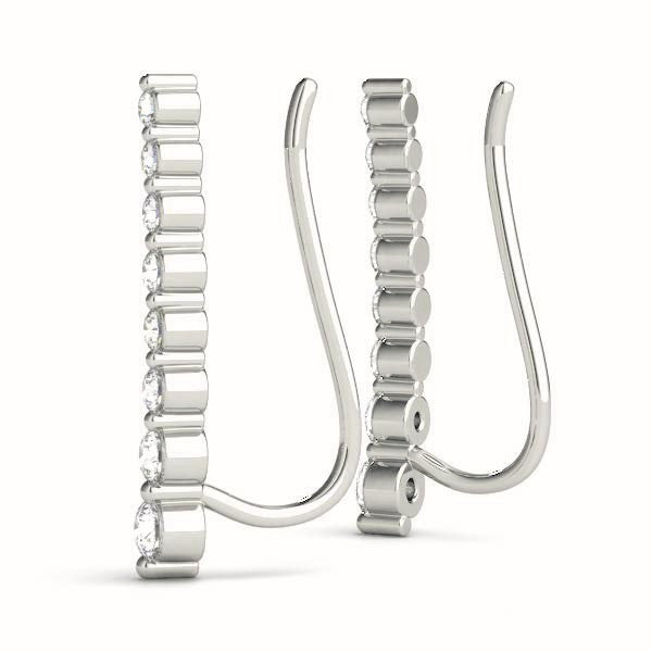 Platinum Round Diamond Fashion Climber Earrings