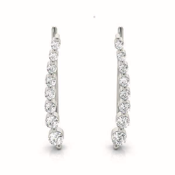 14K Gold Round Diamond Climber Earrings