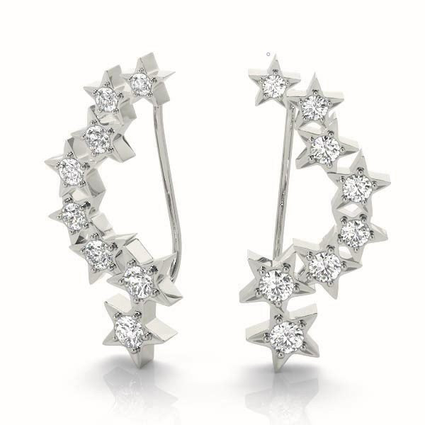 Platinum Round Diamond Climber Earrings 1/6 ctw