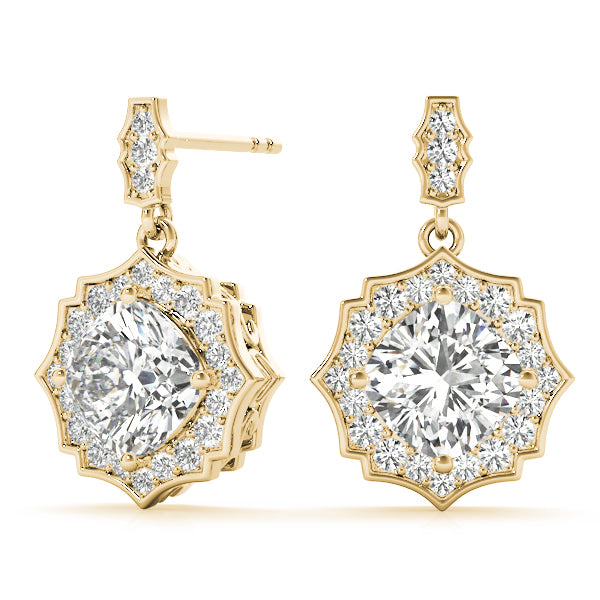 14K Yellow Gold Diamond Halo Stud Earrings