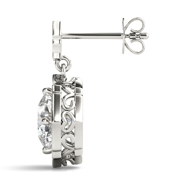 18K White Gold Cushion Diamond Halo Earrings