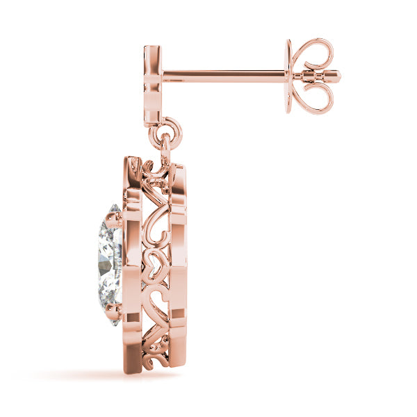 18K Rose Gold Oval Diamond Halo Earrings