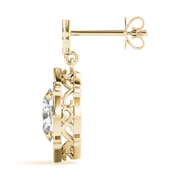 18K Yellow Gold Oval Diamond Halo Earring