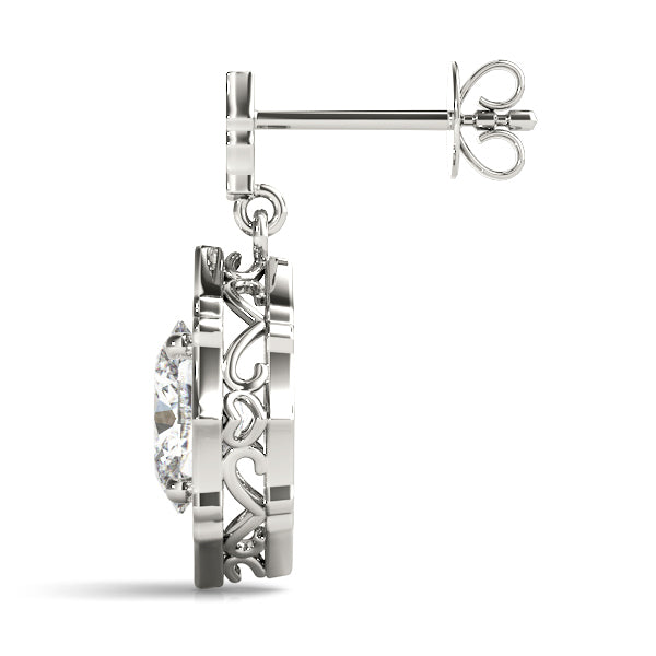 Platinum White Oval Diamond Halo Earrings
