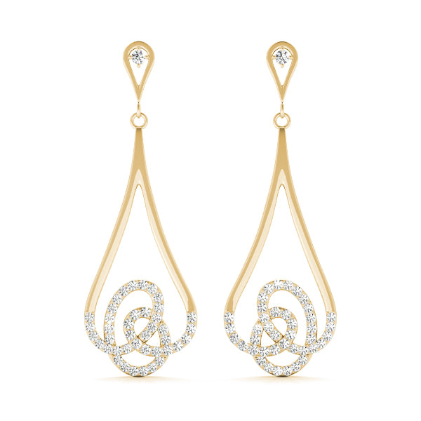 14K Yellow Gold Diamond Cluster Fashion Earrings