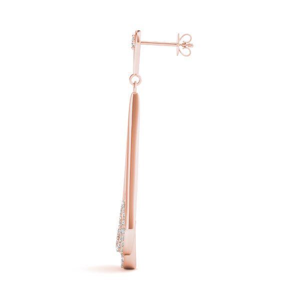14K Rose Gold Round Diamond Fashion Earrings