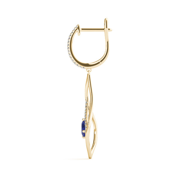 18K Yellow Gold Oval Diamond Fashion Earrings