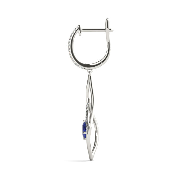 14K White Gold Oval Diamond Fashion Earrings